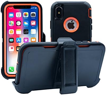 AlphaCell Cover Compatible with iPhone Xs / iPhone X | Holster Case Series | Military Grade Protection with Carrying Belt Clip | Protective Drop-Proof Shock-Proof | Black / Orange