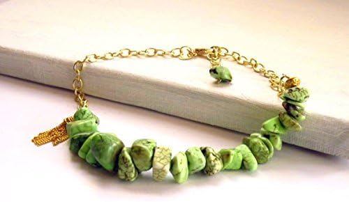 Gemstone Boot Bracelet Green Magnesite Adjustable 15 inches