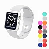 XIYA Soft Silicone Replacement Sport Band for Apple Watch for 2 Lengths, White42,mm