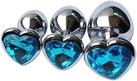 Elsuim Beginners 3 Pcs Super Quality Stainless Steel Plug Anales Plated Heart Shaped 3D Acrylic Diamond Jewelry