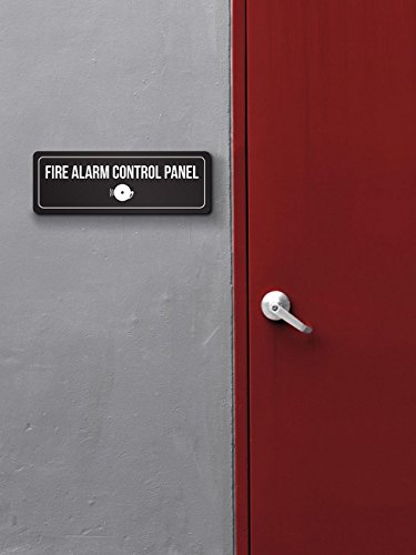 iCandy Combat Black Background with White Font Fire Alarm Control Panel Office Metal Wall Sign - Single, 3x9 Inch