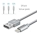 iPhone Charger, Teletrogy 3Pack 3ft 6ft 10ft Nylon Braided iPhone Charger Cable Sturdy and Tangle-Free with Aluminum Connector Charge and Sync Cord for iPhone SE 7 6s 6 Plus 5s, iPad Mini Pro - Gray