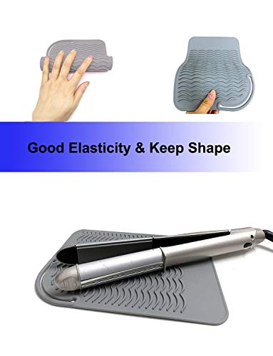 Curling Iron Holder, Heat Resistant Silicone Mat, Portable, Fast Chilling, Food Grade Material for Curling Iron, Hair Straightener, Curling Wand Storage, Grey - Thumbnail 2