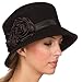 Sakkas Alice Satin Rose Vintage Style Wool Cloche Hat