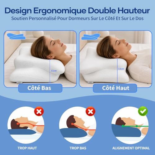 Oreiller Cervical Ergonomique à Mémoire de Forme, Oreiller Orthopédique
