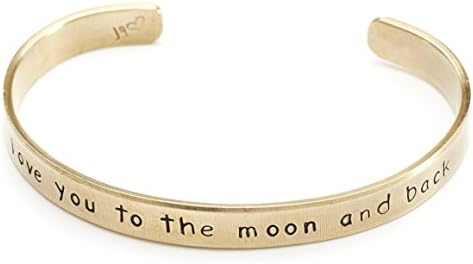 I Love You to The Moon and Back MEDIUM Brass Cuff, 6" Cuff Bracelet, Handmade Inspirational Jewelry Bracelet