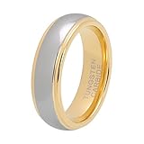 iTungsten 4mm 6mm 8mm 18K Yellow Gold/Rose Gold Tungsten Rings for Men Women Wedding Bands Stepped Domed Polished Shiny Comfort Fit