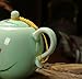DELIFUR Longquan Celadon Handcrafted Tea Set Underglaze Colour Porcelain Hand Painted Lotus Theme Puer Tea Pot Single Pot (Round Red Lotus)