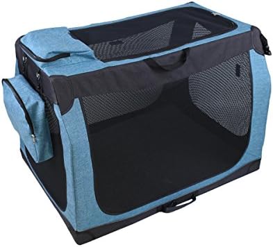 HiCaptain Soft Sided Dog House Indoor &amp; Outdoor Use Portable Pet Kennel with Small, Medium, Large Size suit for Dogs, Cats, Puppies (XS:23.5"(L)16.5"(W)16.5"(H), Black/Blue)