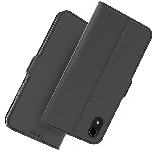 Scheam iPhone Xr Card Holder Case, iPhone Xr Wallet Case Slim, iPhone Xr Folio Leather case Cover Shockproof Case with Credit Card Slot, Durable Protective Case Compatible with iPhone Xr (Black) - Thumbnail 2