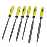 uxcell 6 Pcs 5x180mm Equalling Flat Round Square Needle Files Set Black Yellow