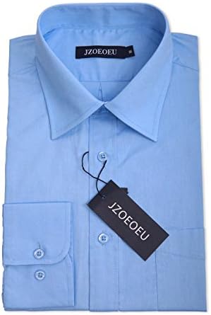 JZOEOEU Mens Long Sleeve Dress Shirt Slim Fit Button Down Spread Collar Shirt (M, Blue)