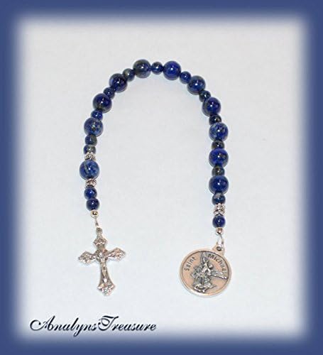 US Air Force Personalized St. Michael Chaplet, Pocket Rosary, Natural Lapis Lazuli, Lapis Rosary, One Decade Rosary, Catholic / Religious Gift or Choose Other Insignia
