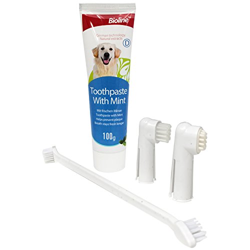 PetSol Dental Care Kit for Dogs & Cats Toothpaste (100g) with 3 x Toothbrushes to Clean Pet's Teeth, Remove Plaque and Tartar, Improve Gum and Tooth Health & Pet Oral Hygiene