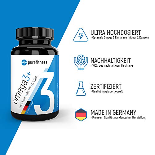 ULTRA HOCHDOSIERT Omega 3 Kapseln Plus 2000 mg zertifiziertes Fischöl