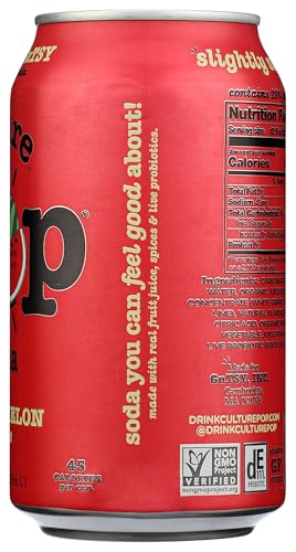 CULTURE POP SODA WATERMELON & LIME PROBIOTIC SODA, 12 FZ