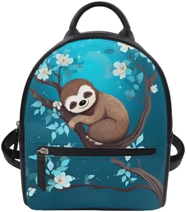 Mercuryelf Personalized Sloth Backpack for Girls Boys, 16 Inch Black Backpacks for School Travel, Cute Lightweight Bookbag for Kids