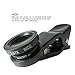 Siless 3-IN-ONE Universal Special Effects Lenses for Cell Phone - 1 Fisheye Lens + 1 Wide-angle & Macro Lens + 1 Clip + 2 Lens Caps + 1 Microfiber Lens Cleaning Cloth Bag, Black