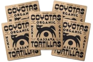 COYOTAS Organic Grain Free Cassava Tortillas MEDIUM 6-INCH (8 Tortillas Per Pack) (5 Pack)