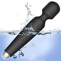 Personal Wand Massager, New IPX 8 Waterproof Powerful Mini Wand Massager with 10 Vibrations and 5 Multi-Speeds, getbear Flexible Handheld Massager Black