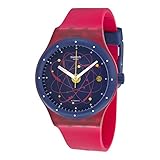 Swatch SUTR401 Sistem Pink Blue White Date Dial Silicone Band Unisex Watch NEW