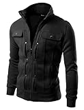 Doublju Mens Highneck Zip Up Jacket