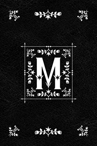 Scandinavian Design Floral Monogram Daily Journal Notebook - Letter M: Decorative Letter on Black Le by Spring Hill Stationery