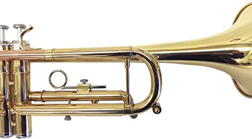 E.F. Durand Bb Brass Trumpet with Case, Mouthpiece, Trumpet Care Kit, Stand, and White Gloves - Thumbnail 3