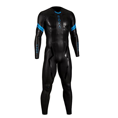 ROKA Maverick Comp II Men's Wetsuit for Swimming and Triathlons - Black/Cyan - Medium (M)