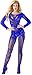 The Victory of Cupid Womens Sexy Fishnet Floral Crotchless Bodysuits Suspender Bodystocking, Blue, One Size