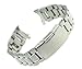 RECHERE 24mm Stainless Steel Bracelet Watch Band Strap Curved End Solid Links Color Silver