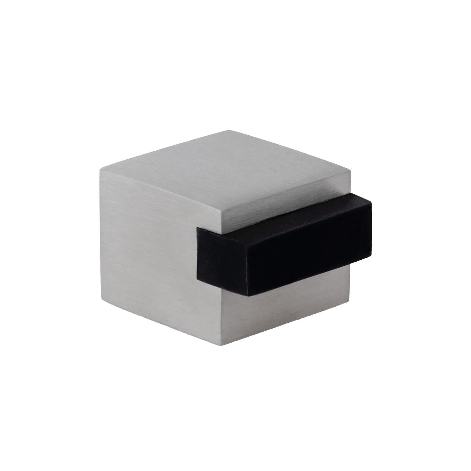 EVI Herrajes | Floor Door Stop - Square Design | 25x20 mm | Matte Brass - Black Rubber | Adhesive Mounting| I-197/25