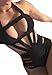 Nulibenna Women's Bandage Halter One Piece Bikini Cut Out Bathing Suit Black Large