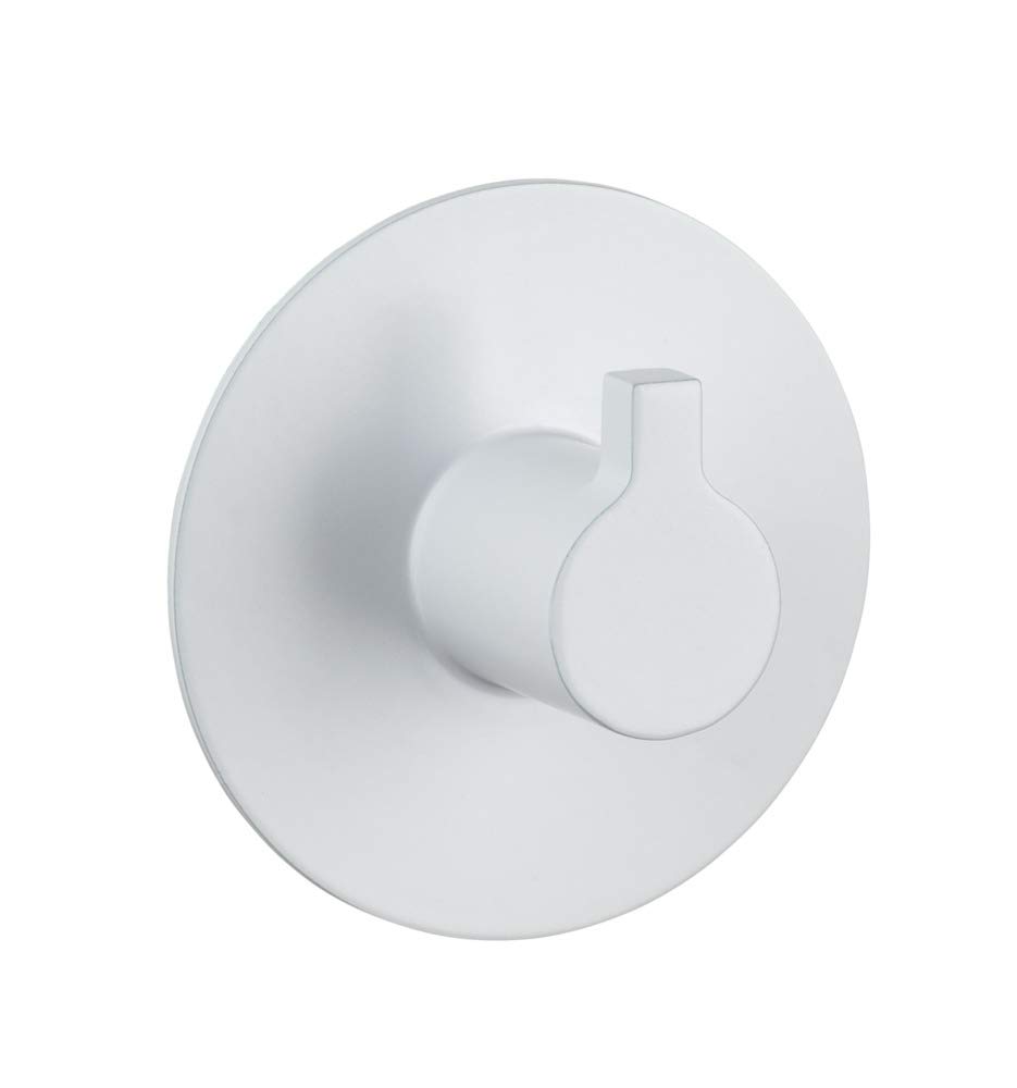 Wenko Rina Strip-It Wall Hook Silver Matt - Towel Hooks, Clothes Hooks, No Drilling Required, Rustproof Stainless Steel, Stainless Steel, White, Ø 6 x 2,7 cm