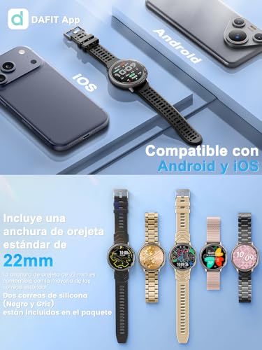 Rmana Smartwatch Men with GPS, Smartwatch Watch 1.39" Touch Screen, Bluetooth Calls, Sports Modes, Compass, Heart Rate Monitor, Blood Pressure Measurement, Digital Watch iOS/Android
