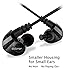 running Sports earbud Headphones Wired Over Ear In Ear Headsets Noise Isolation waterproof Earbuds Enhanced Bass Stereo Earphones with Microphone and Remote for Running Jogging Gym (Transparent black)