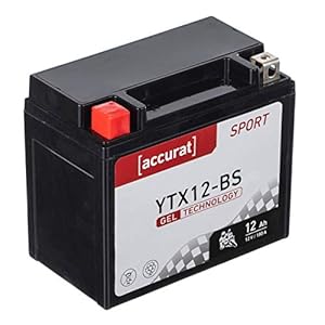 Accurat motorfietsaccu YTX12-BS 12Ah 180A 12V gel-technologie startaccu in OEM-kwaliteit cyclusvast veilig opbergbaar…