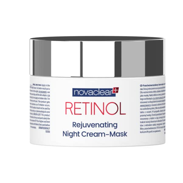 Novaclear Retinol Night Cream Mask with Retinol, Squalane, Caviar Extract and Vitamin E for Deep Nourishment, Firmness and Radiance Boost for Mature Skin - 50 ML
