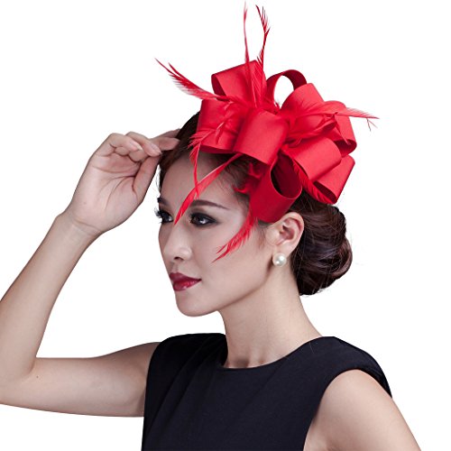 women red wedding races fascinators 