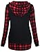Faddare Women's Hooded Sweatshirts Long Sleeve 2 In 1 Checked Pullover Tops With Pockets