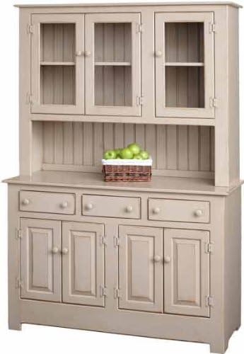 Pine Wood Farmhouse Hutch (Primitive Paint- Black)