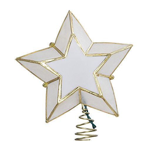 Kurt Adler 10-Light 5-Point Capiz Star Christmas Treetop, Ivory and Gold - Thumbnail 2