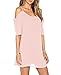 Angelady Women Sexy Cut Out Cold Shoulder Adjustable Spaghetti Straps Dress Top,Pink,Medium