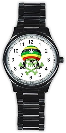 Larons Men's Rasta Skull with Dreadlocks Stainless Steel Round Watch