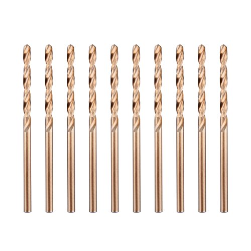 1/8" M35 Cobalt HSS Jobber Length Twist Drill Bit with Straight Shank,Heavy Duty, Pack of 10 PCS, Drilling for Cast Iron, Heat-treated Steel, Stainless Steel and Other Hard Materials