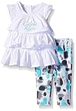 Calvin Klein Baby-Girls White Tunic and Printed Leggings, White, 0-3 Months