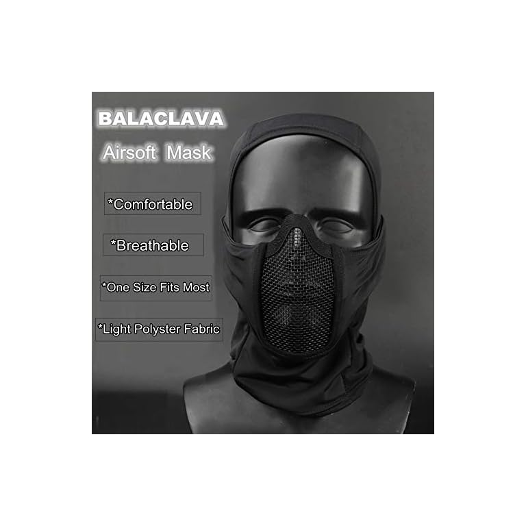 WoSporT Tactical Balaclava Mesh Mask Airsoft Paintball Mask with Full