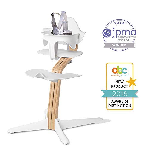 Nomi High Chair, White - White Oiled Wood, Modern Scandinavian Design with a Strong Wooden Stem, Baby Through Teenager and Beyond with Seamless Adjustability, Award Winning Highchair