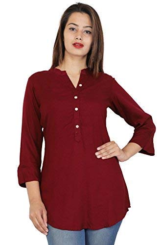 bright cotton women's short kurti (maroon)