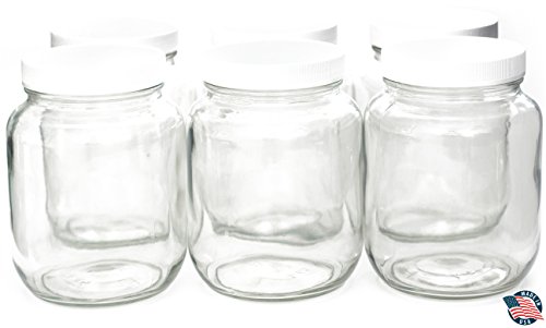 (6 pack) ½ half-gallon wide mouth clear glass mason ja…